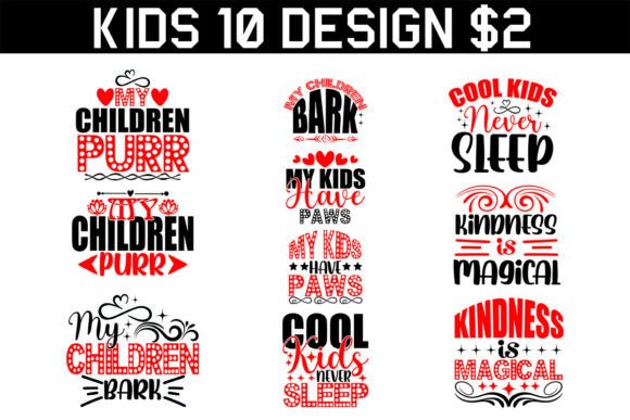 Kids T-Shirt Design Bundle: Graphics & T-Shirt Designs